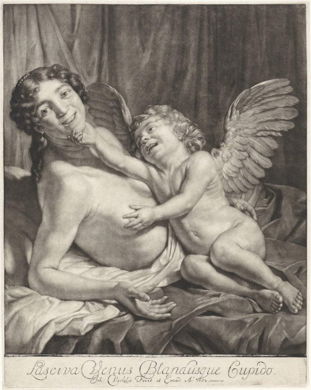 Vénus e Amor
Lasciva Venus Blandusque Cupido (título sobre o objecto) de Jan Verkolje (I)