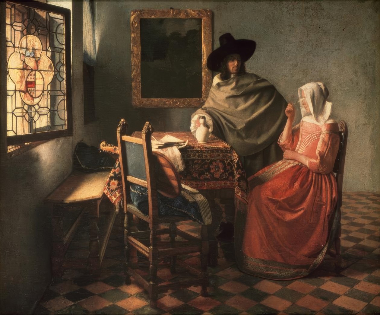 Senhor e senhora no vinho de Jan Vermeer van Delft