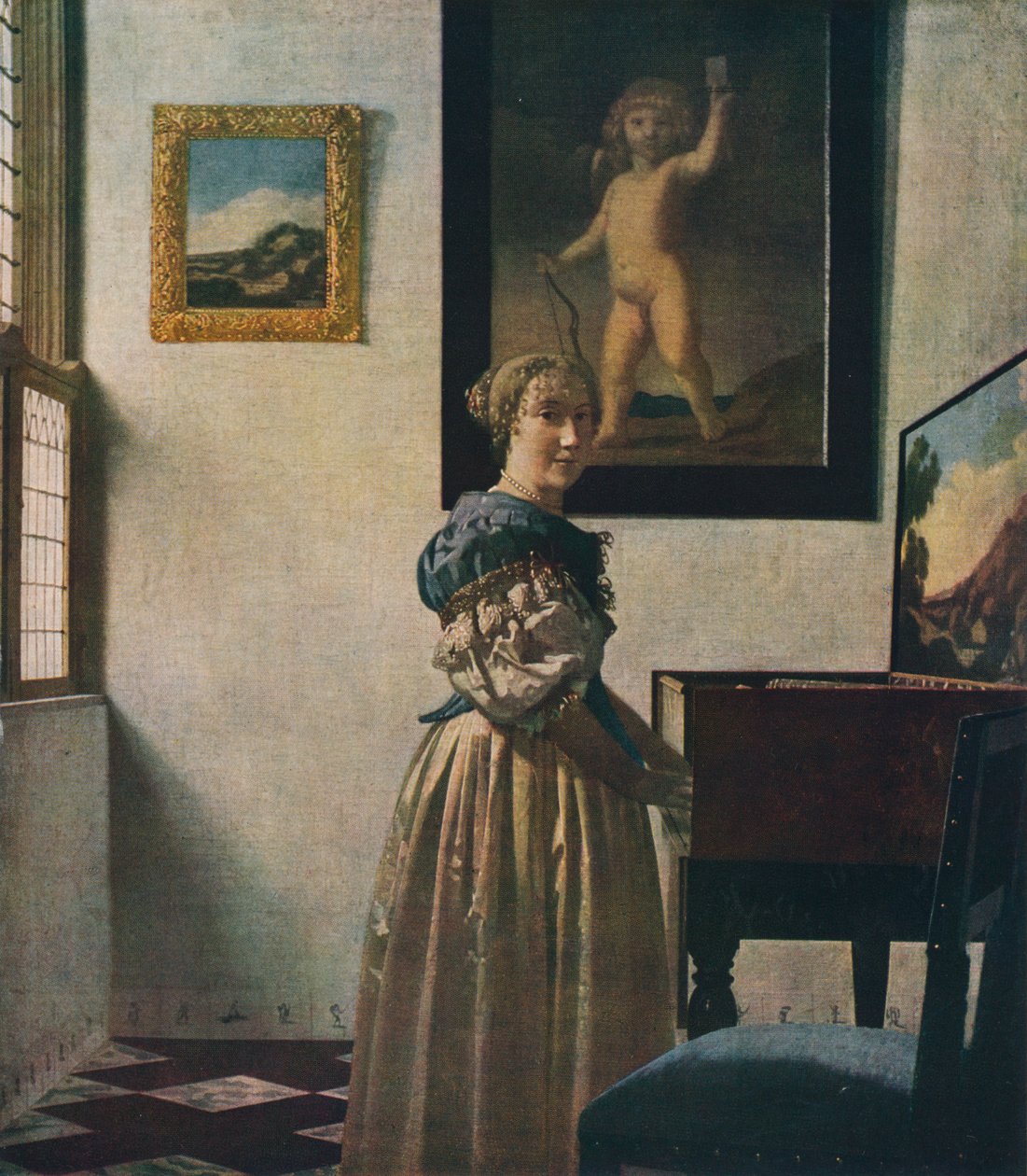 Uma jovem de pé na Virginal, por volta de 1670-1672 de Jan Vermeer van Delft