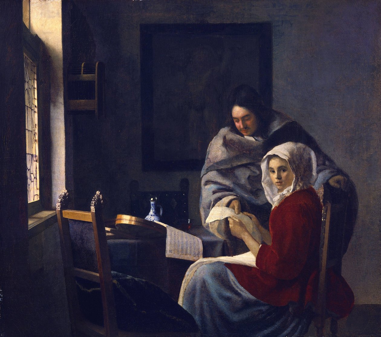 Menina interrompeu sua música, c. 1660 de Jan Vermeer van Delft