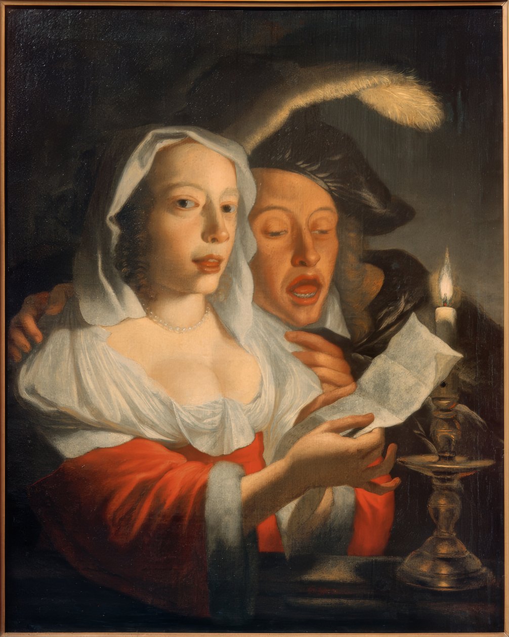 Casal que canta à luz de velas de Jan Vermeer van Utrecht