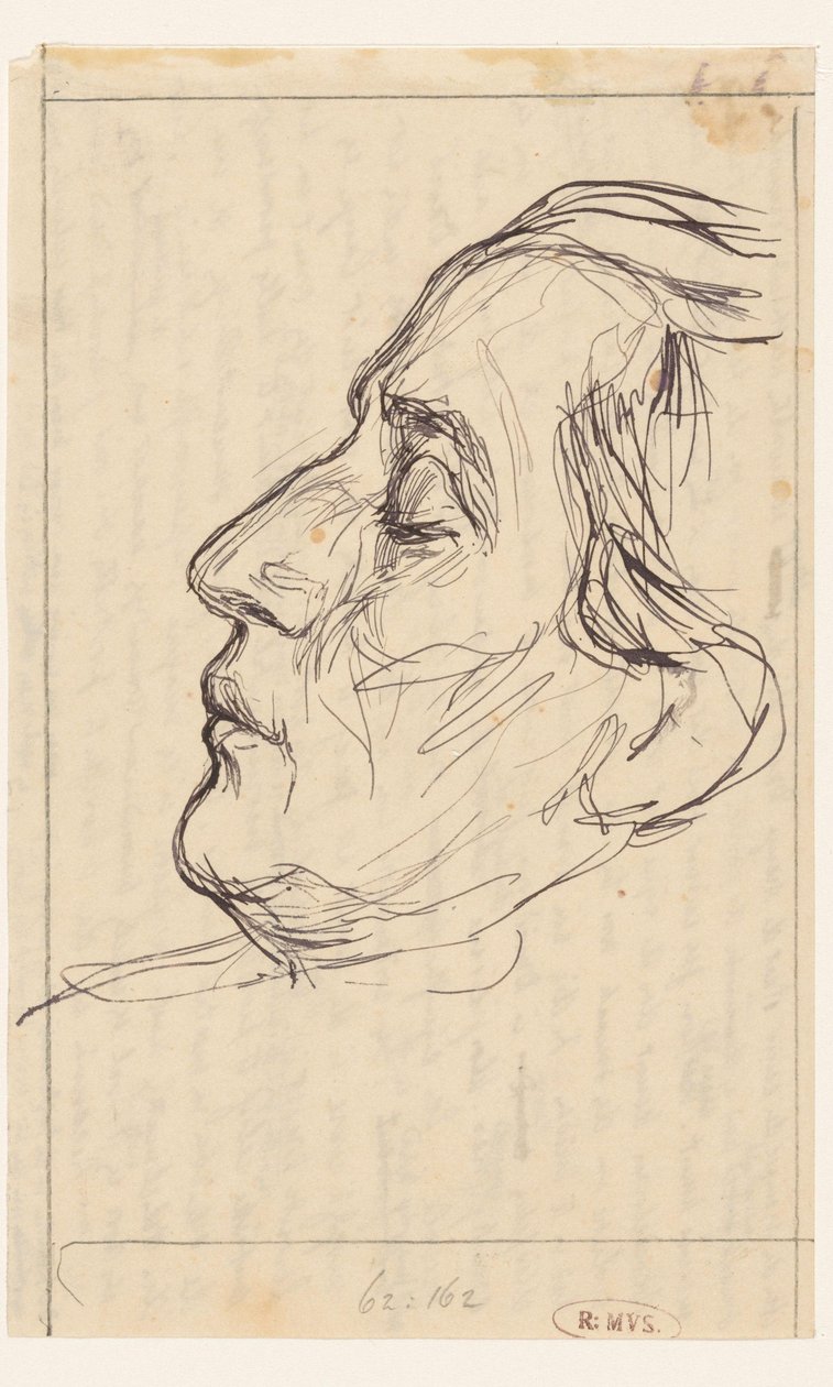 Retrato de homem de olhos fechados, perfil voltado para a esquerda de Jan Veth