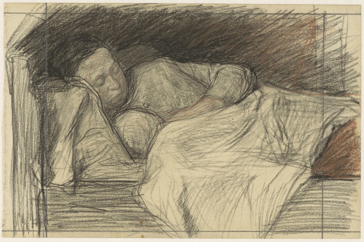 Mãe na cama com criança de Jan Veth