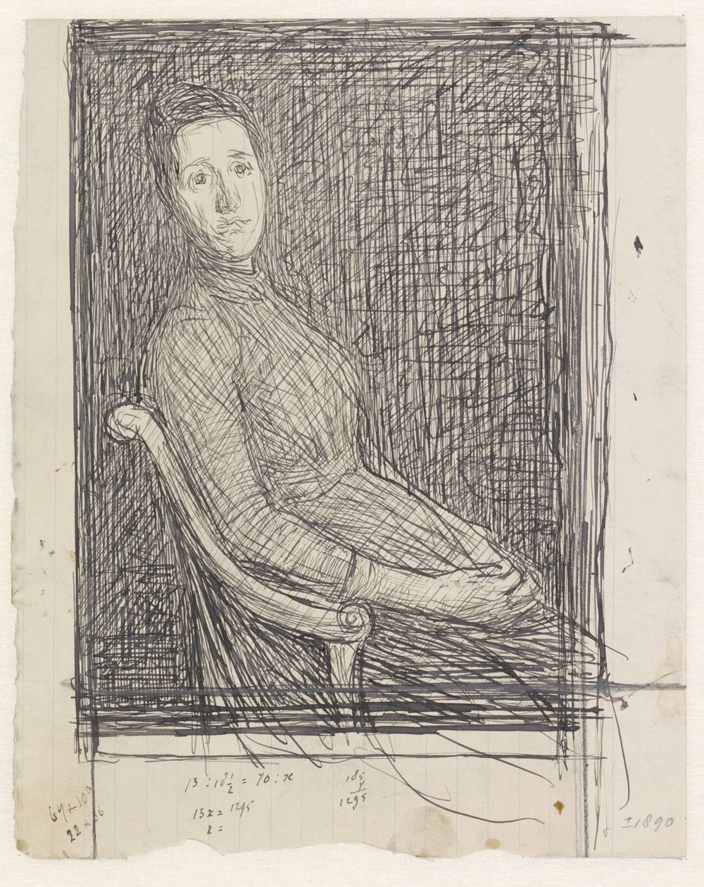 Retrato de Anna Dorothea Veth-Dirks, sentada à direita de Jan Veth