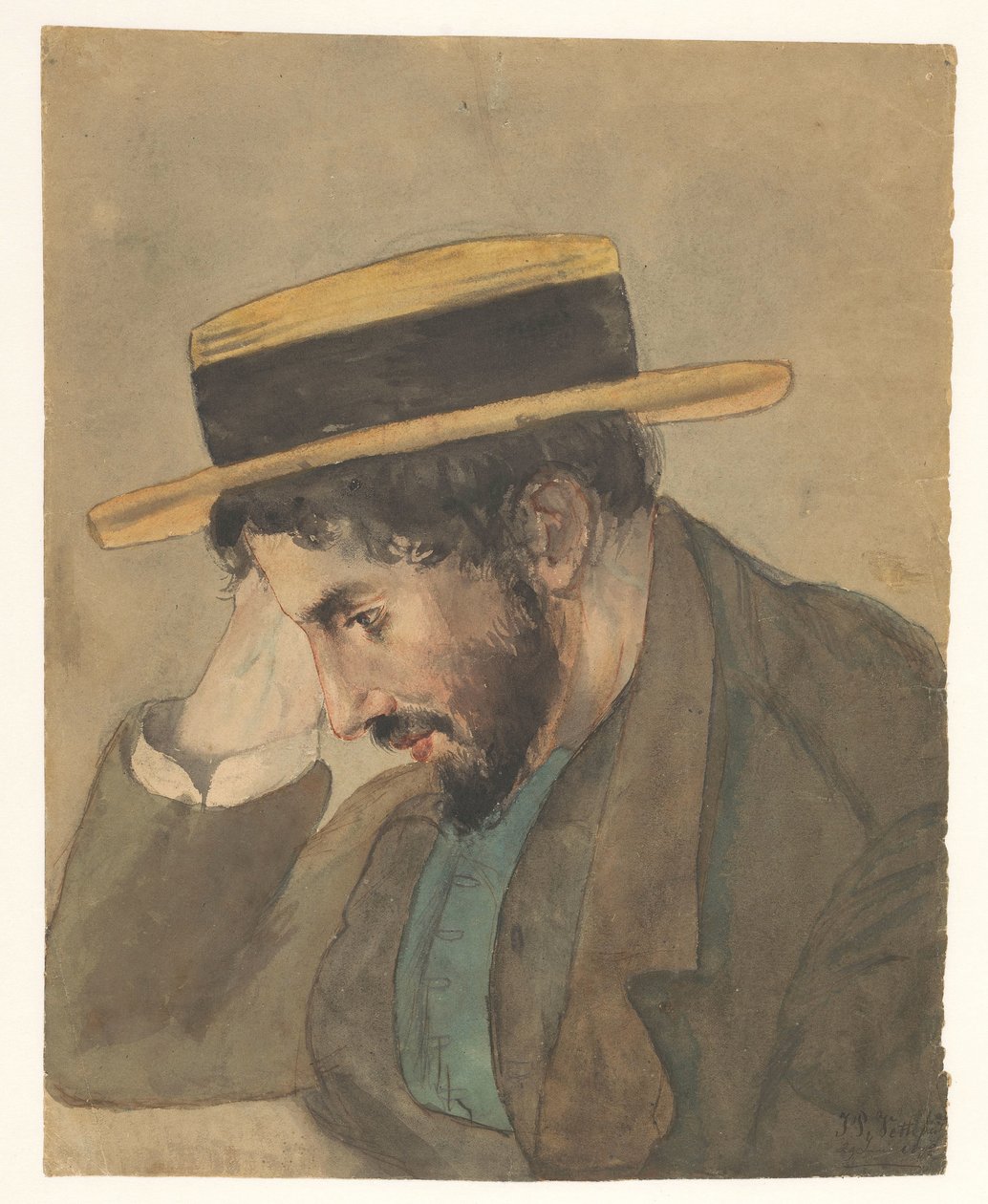 Retrato de um jovem com chapéu de palha de Jan Veth