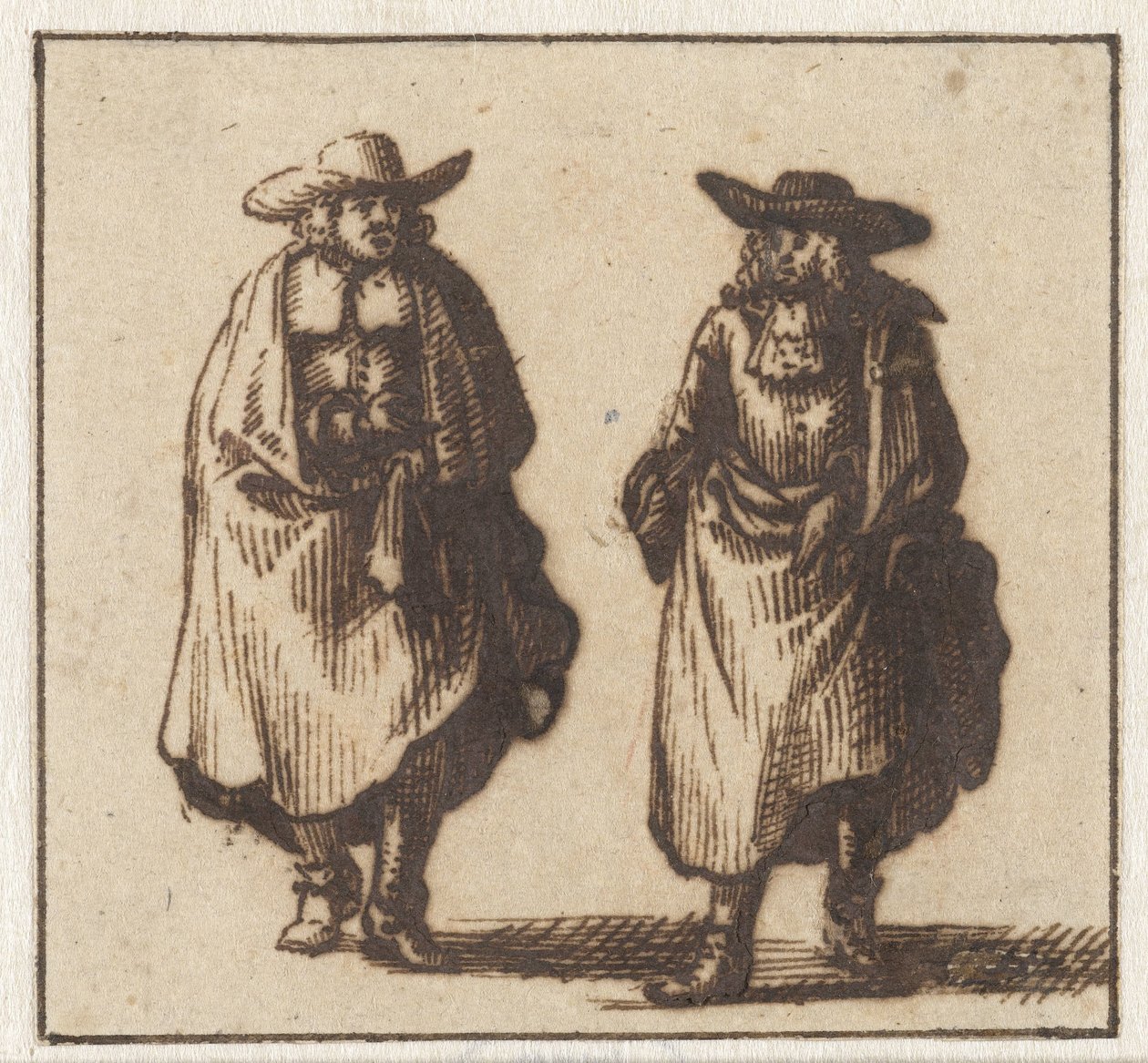 Dois cavalheiros de pé com capas pesadas de Jan Vincentsz. van der Vinne (possibly)
