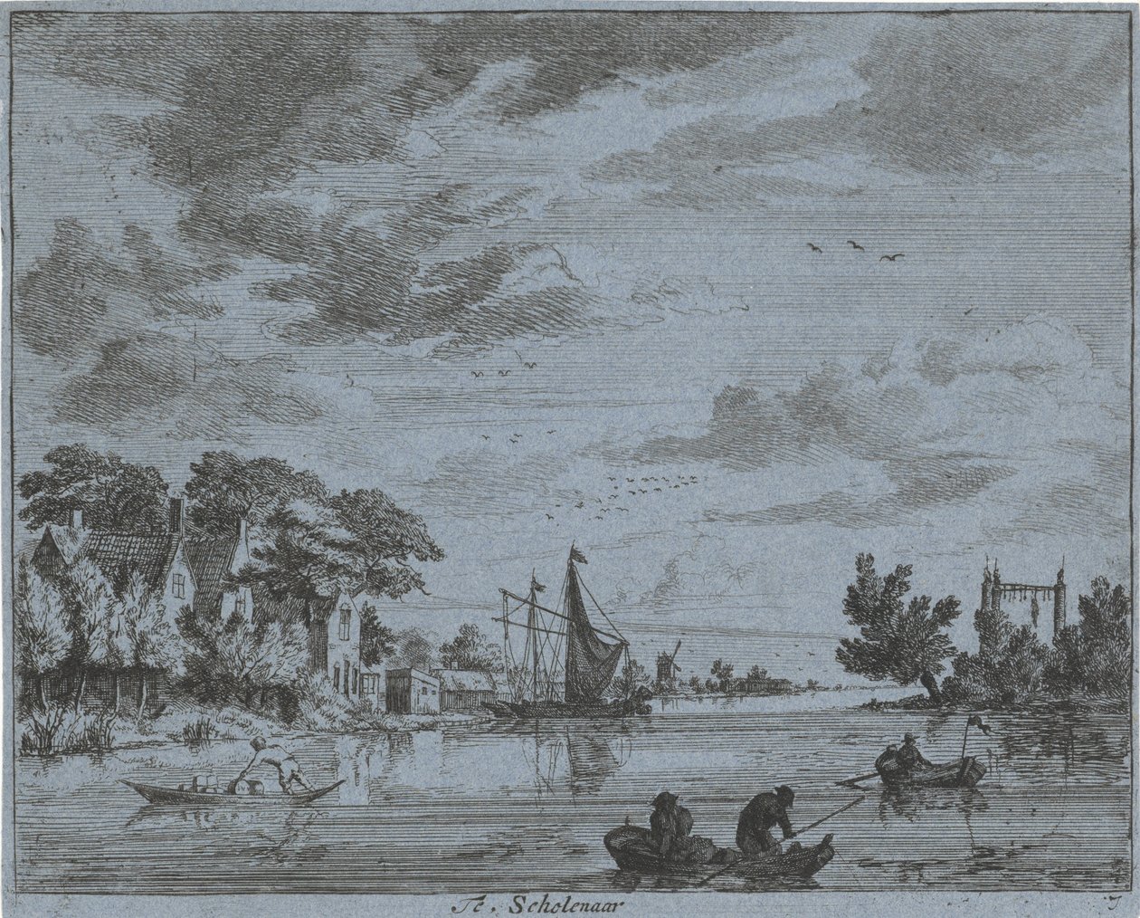 Actividade num rio
Te, Scholenaar (título sobre o objecto)
Paisagens da zona de Haarlem (título da série)
Gesigten buijten Haarlem, Feito por Gesigten buijten Haarlem. J.V.V. (título da série sobre o objecto) de Jan Vincentsz. van der Vinne