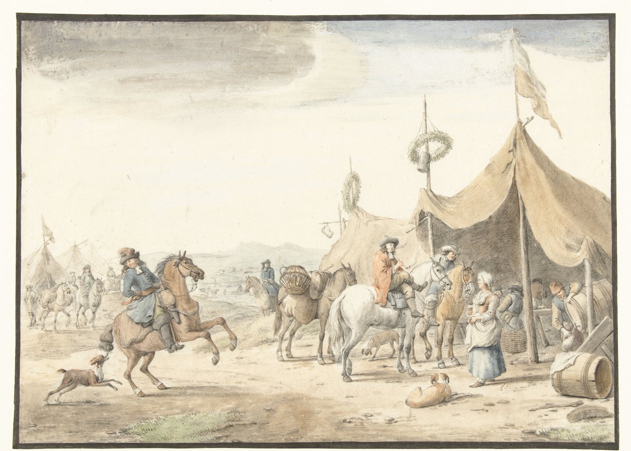 Acampamento do exército com cavaleiros de Jan Vincentsz. van der Vinne