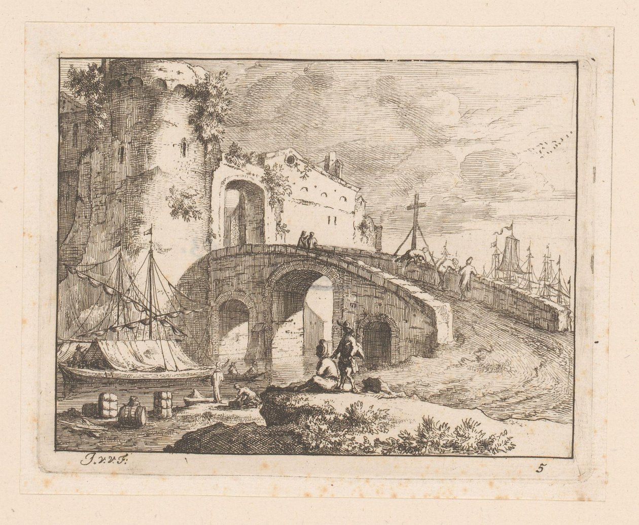 Portão da cidade de um porto italiano de Jan Vincentsz. van der Vinne
