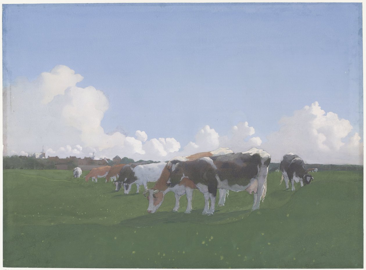 Vacas pastando em um prado de Jan  Voerman