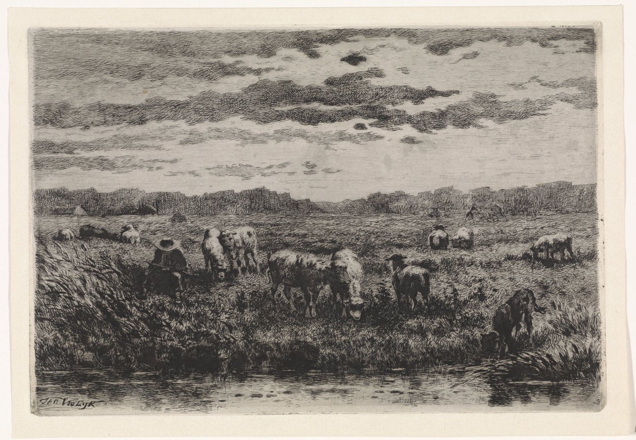 Paisagem com ovelhas de Johannes Martinus Vrolijk