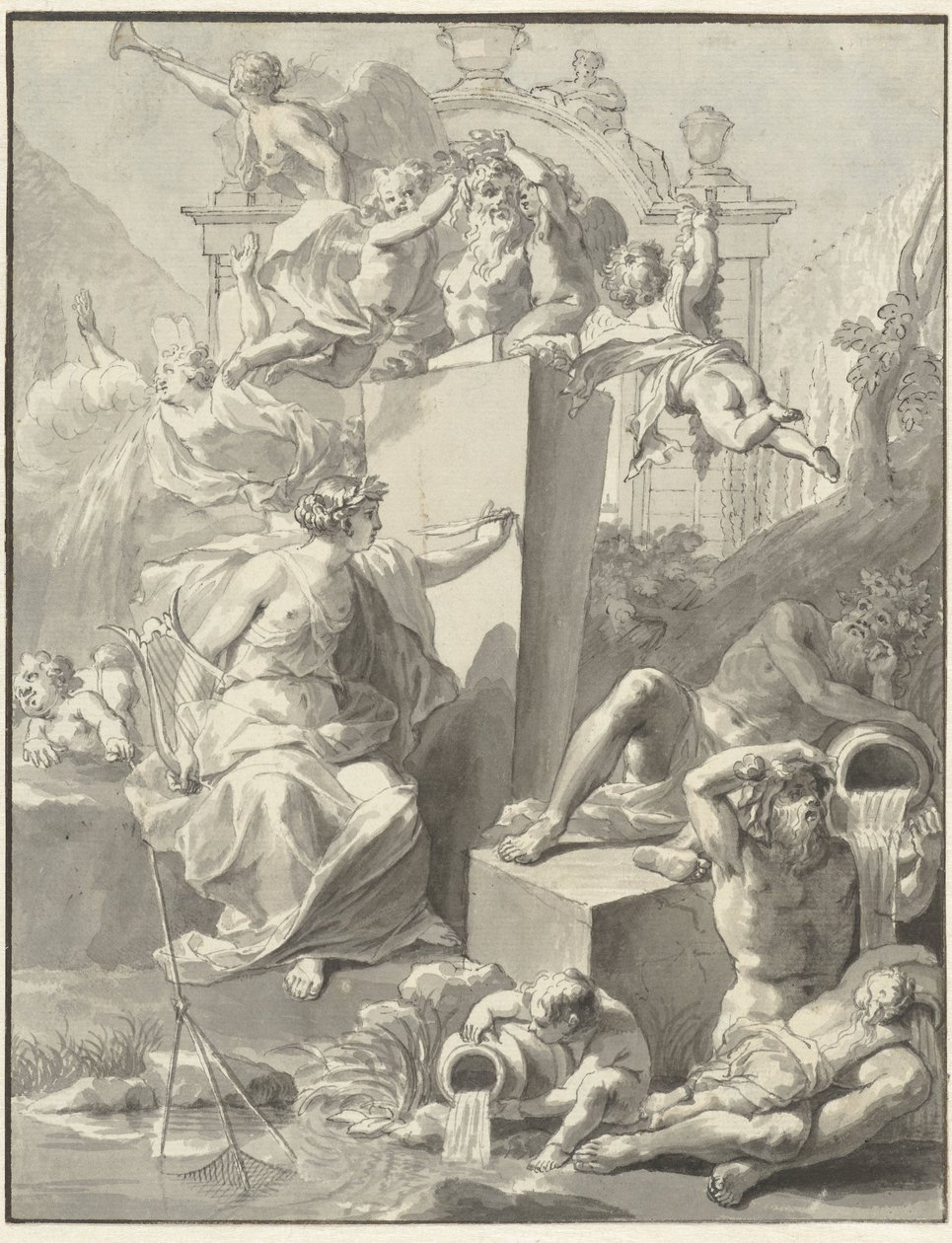 Design para a página de rosto por W. van der Hoeven, Westermeer, 1721 de Jan Wandelaar