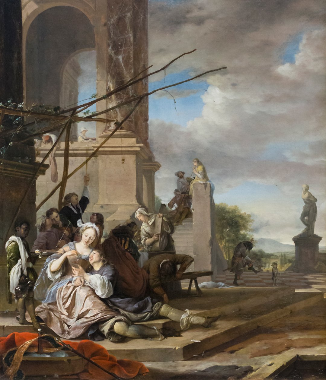 Um pátio italiano, c.1660-65 (óleo sobre tela) de Jan Weenix