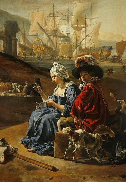 Porto Marítimo Italiano (óleo sobre painel) (detalhe de 406451) de Jan Baptist Weenix