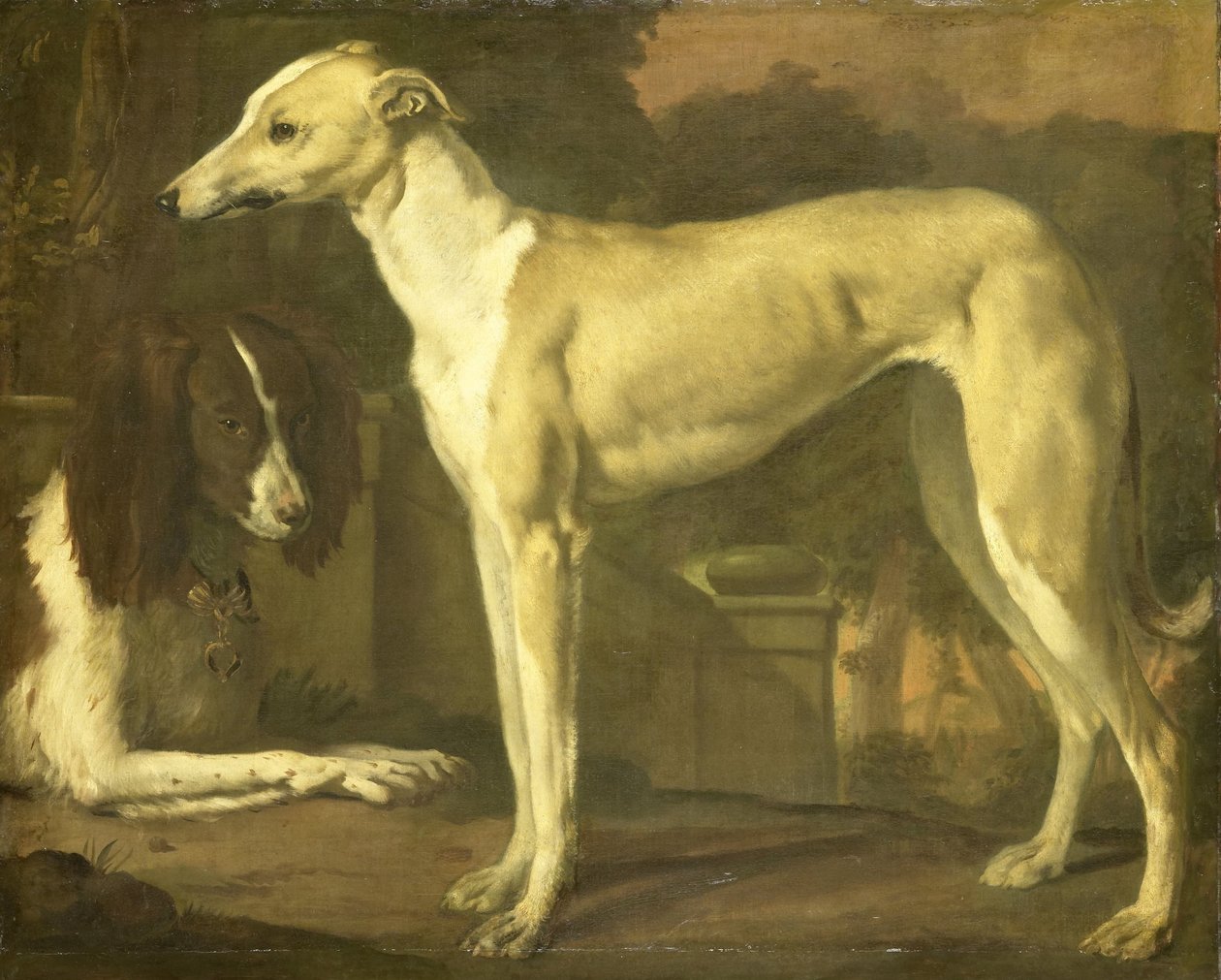 Retrato de um galgo e um Spaniel de Jan Baptist Weenix
