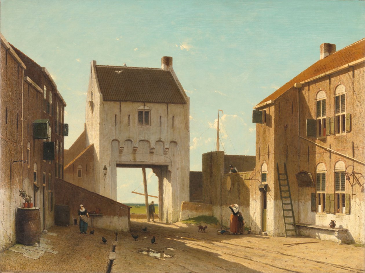 Uma porta de cidade em Leerdão, c.1868-70 (óleo sobre tela) de Jan Weissenbruch