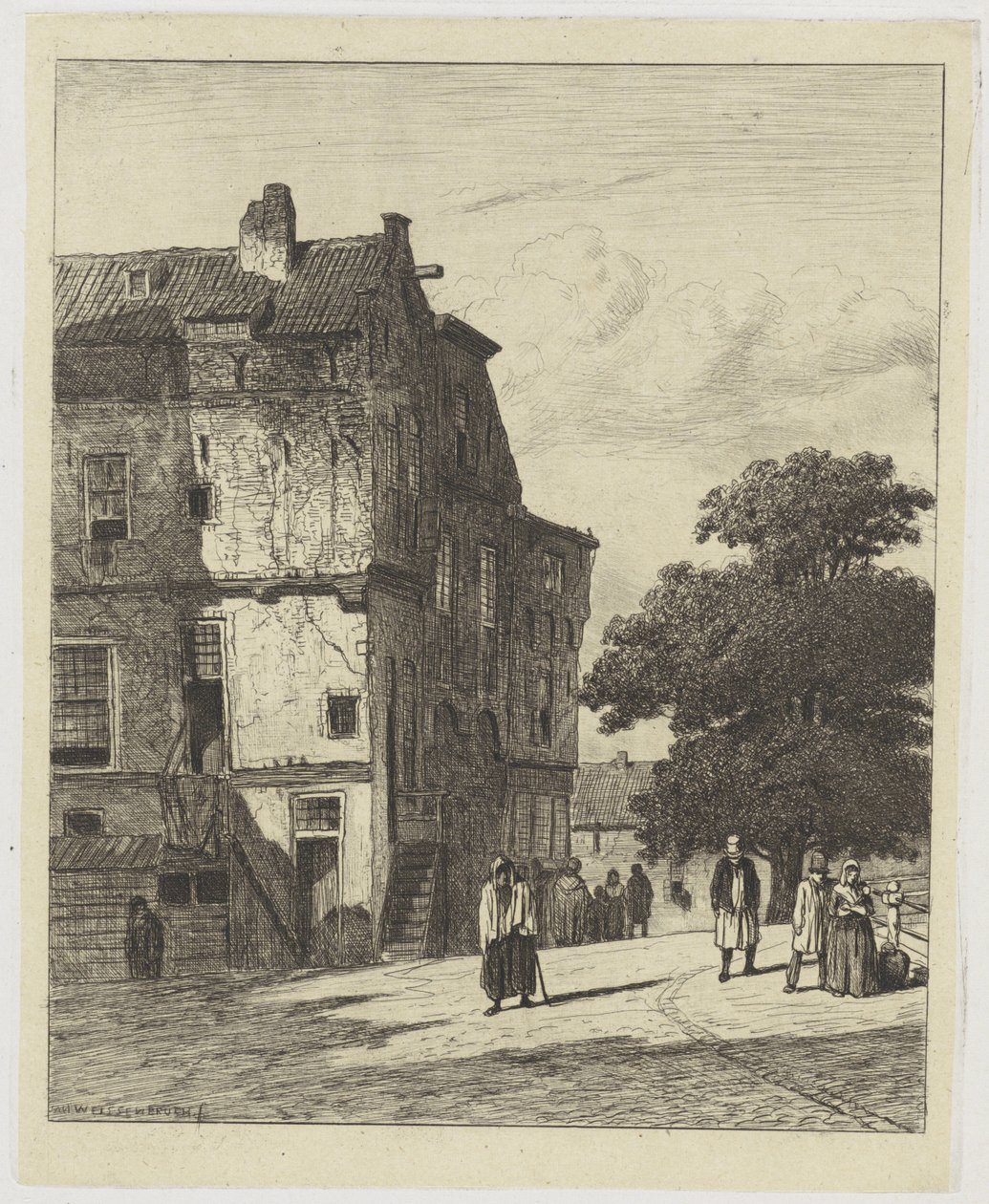 Vista de uma rua em Amesterdão de Jan Weissenbruch