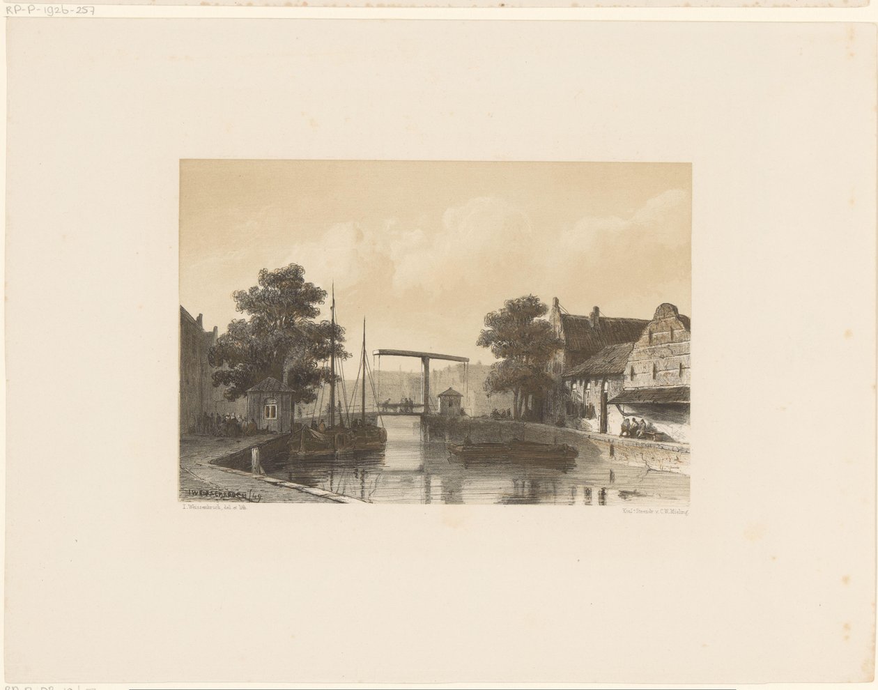 Vista do canal com ponte levadiça de Jan Weissenbruch