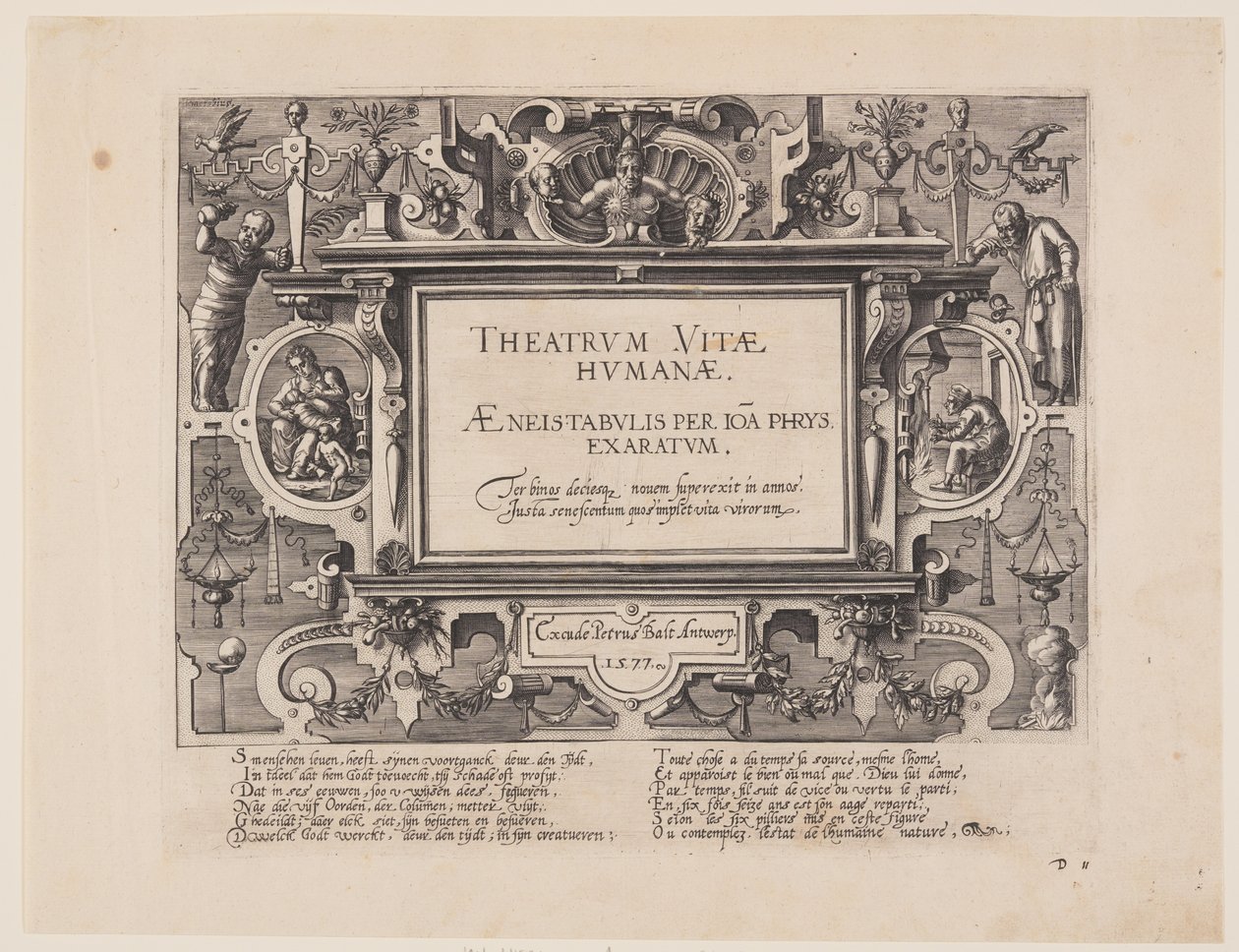 Frontispício, de Theatrum Vitae Humanae (As Idades do Homem) de Jan Wierix
