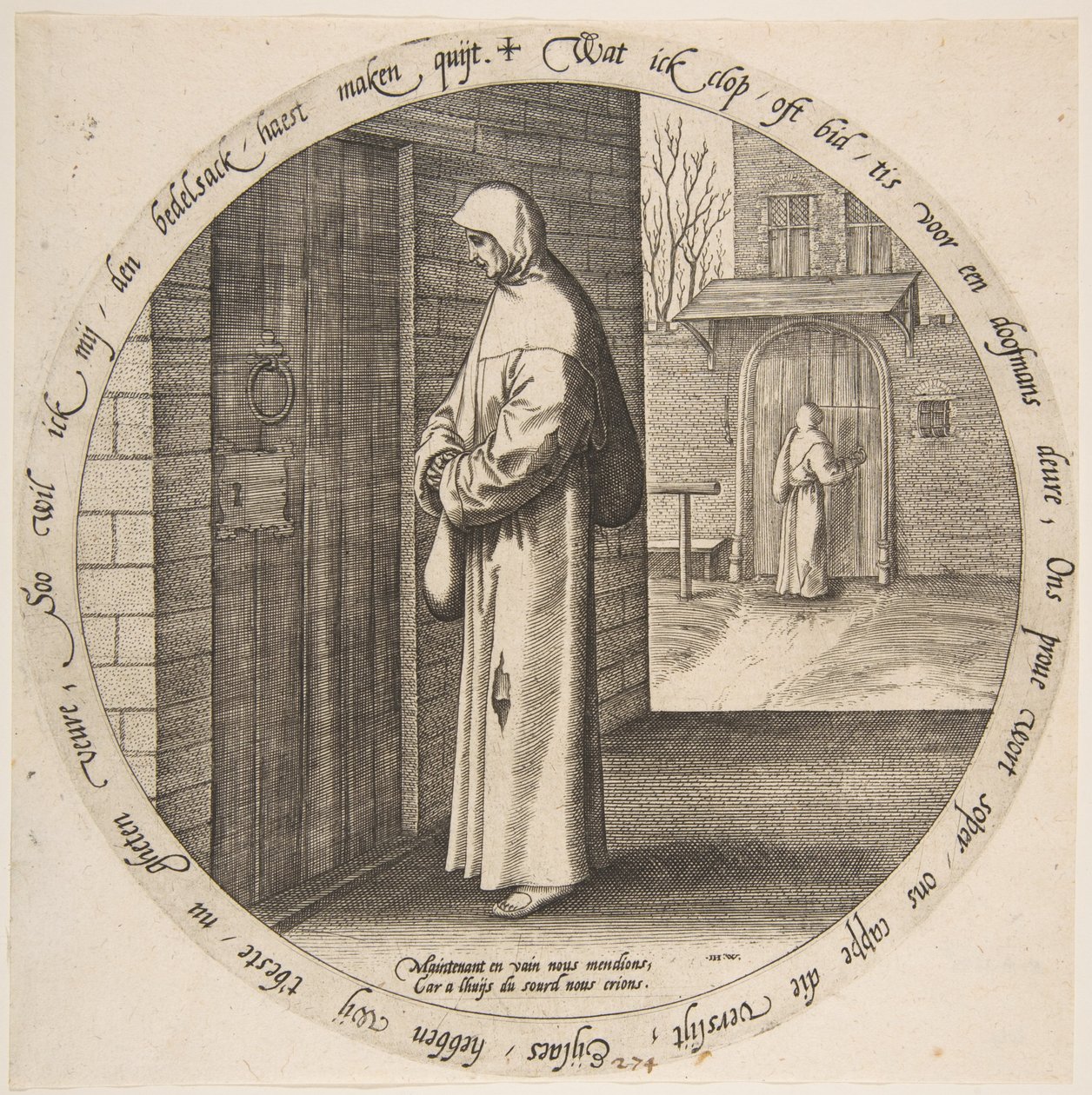 Um implora em vão na porta dos surdos, de Doze Provérbios Flamengos, ca. 1568. de Jan Wierix