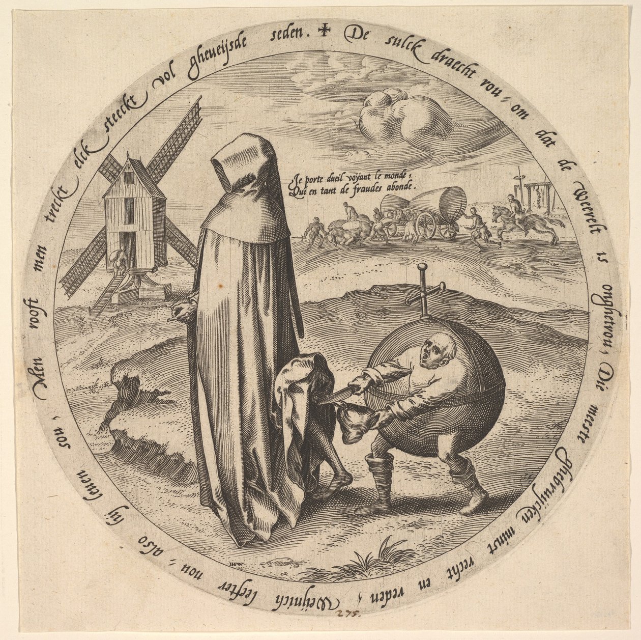 O Misantropo Roubado pelo Mundo, de Doze Provérbios Flamengos, ca. 1568. de Jan Wierix
