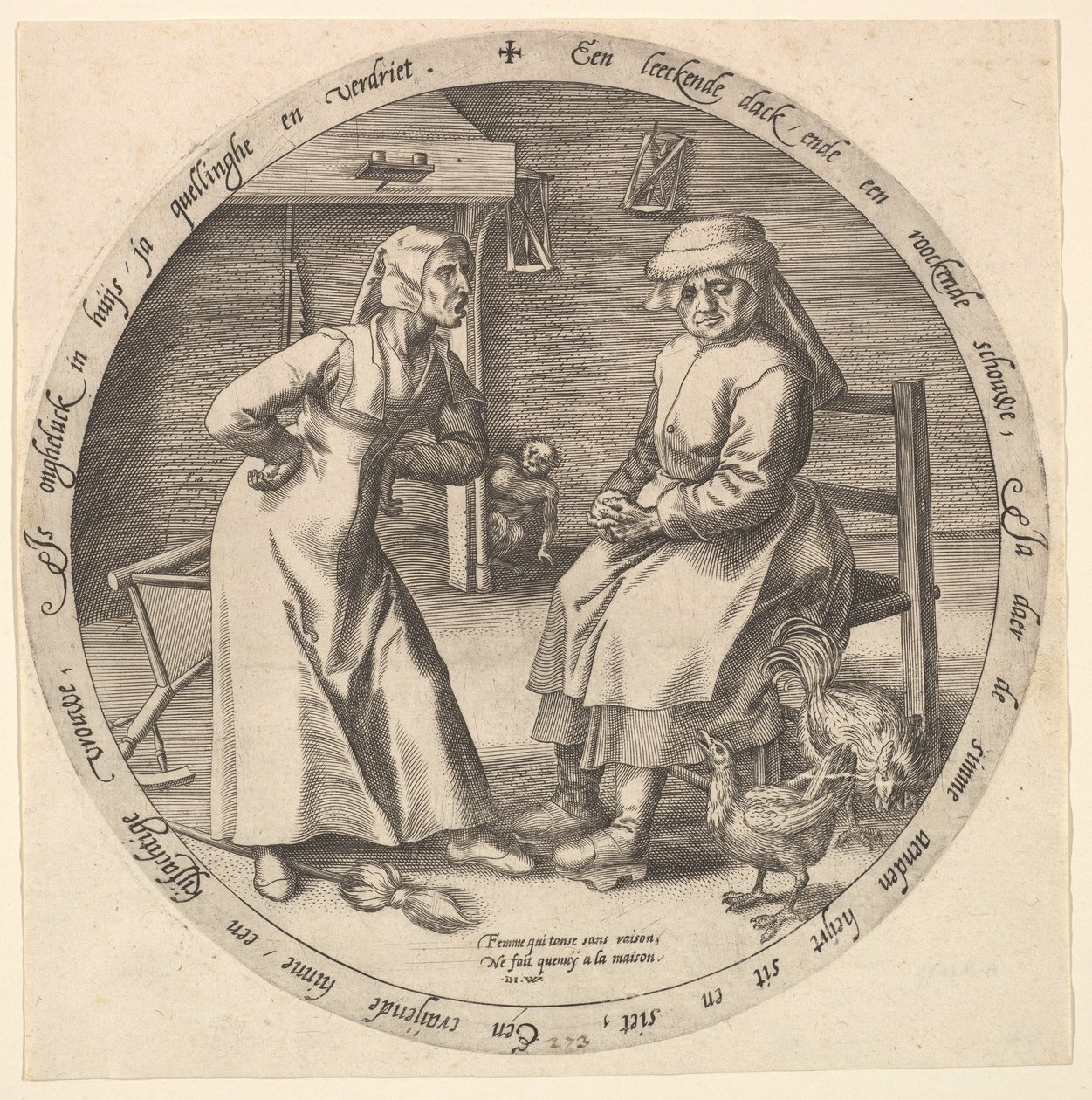 A repreendedora e a galinha cacarejante, c. 1568. de Jan Wierix
