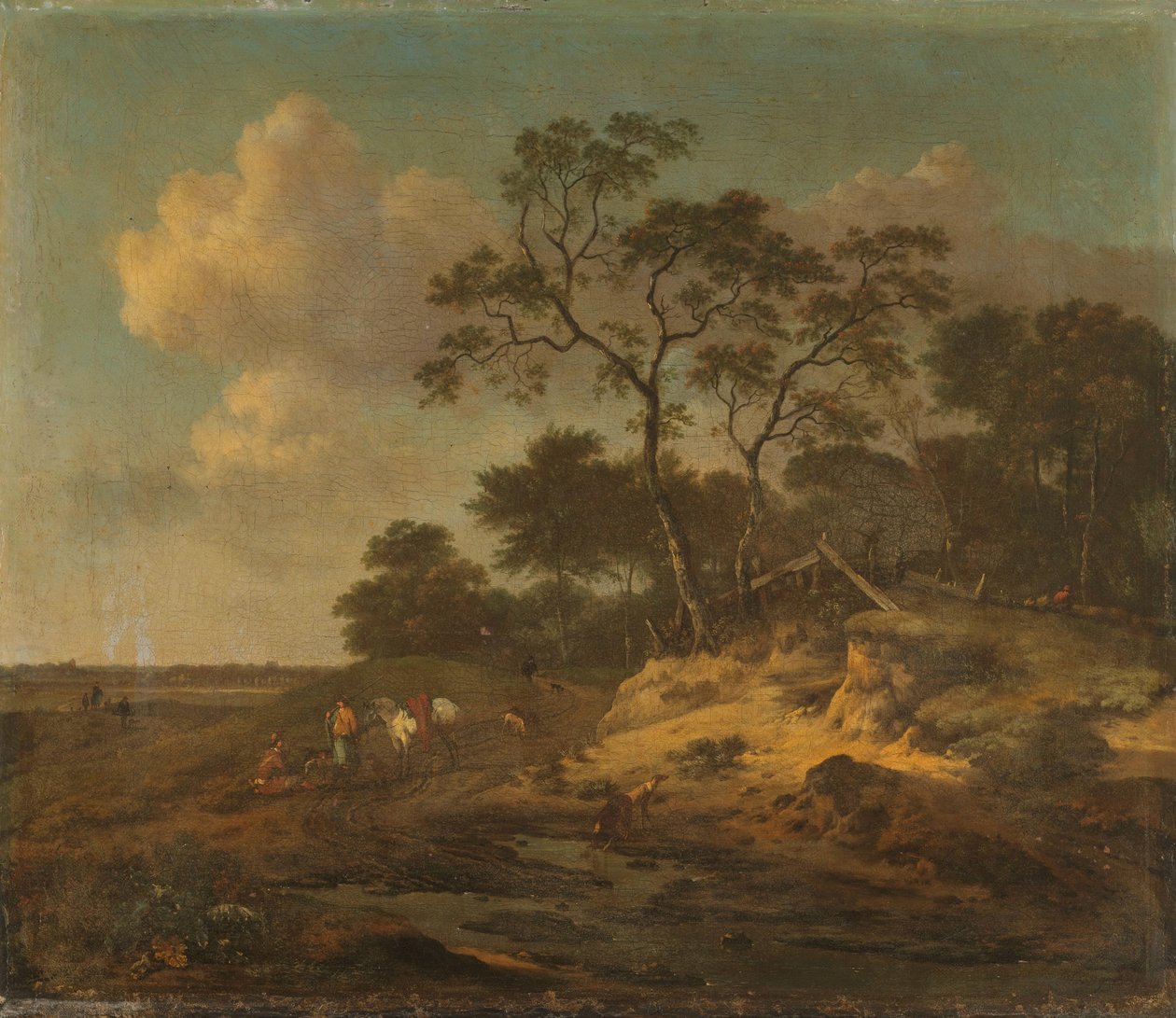 Paisagem das Dunas com Caçadores em Descanso de Jan Wijnants