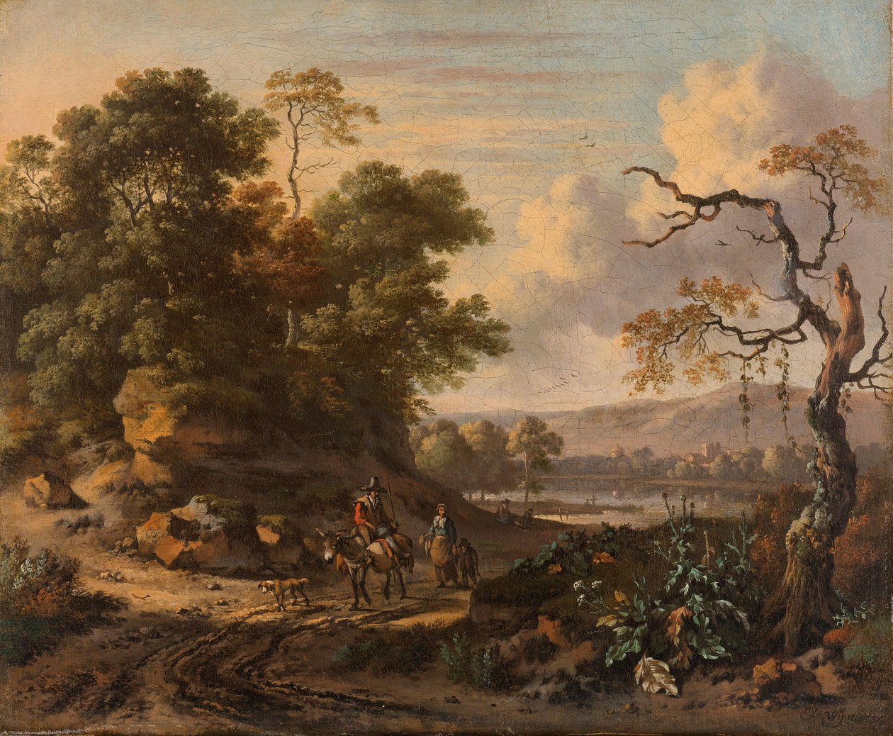 Paisagem com um homem a montar um burro de Jan Wijnants