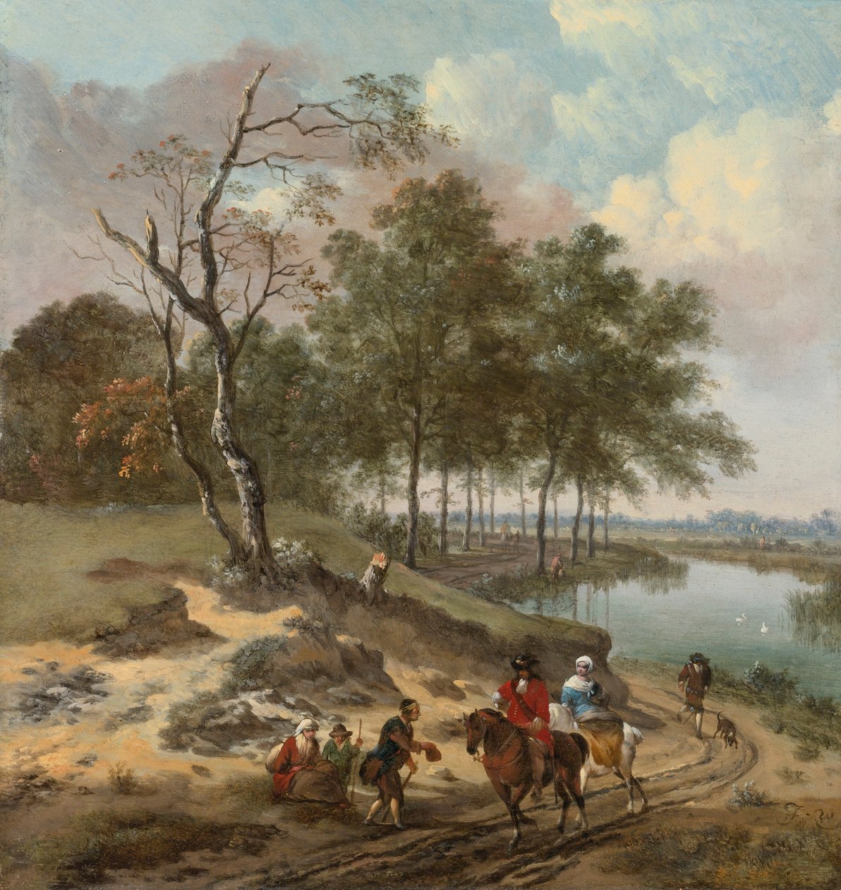 Paisagem com cavaleiros e mendigos de Jan Wijnants