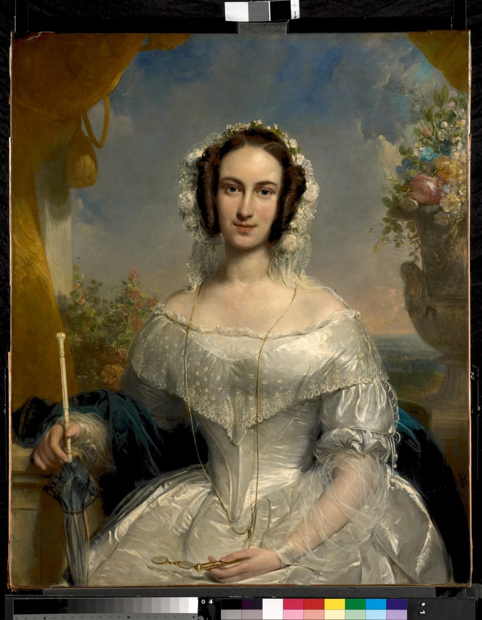 Retrato nupcial de Agatha Petronella Hartsen (1814-1878), esposa de Jan van der Hoop (1811-1897) de Jan Willem Pieneman