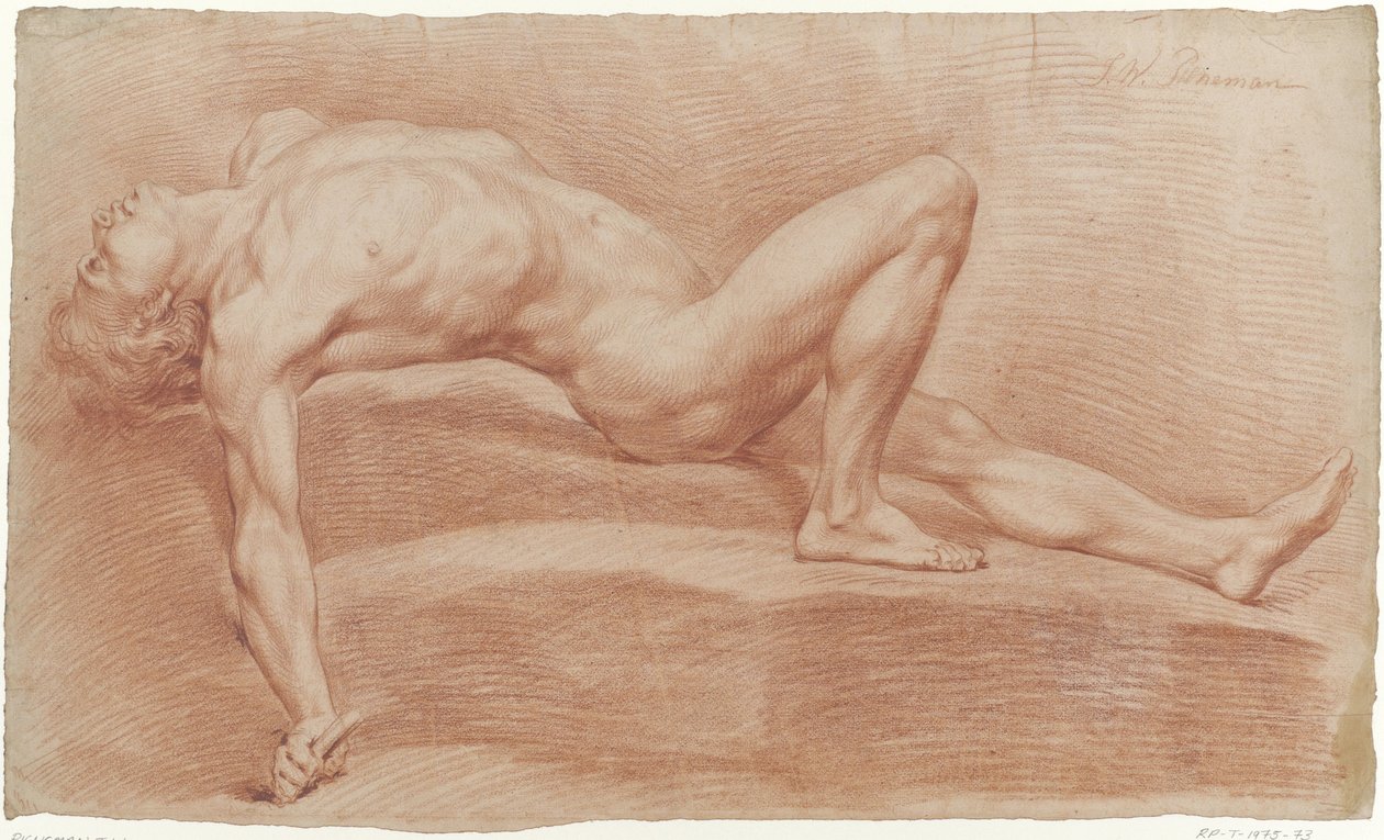 Reclinando o nu masculino de Jan Willem Pieneman