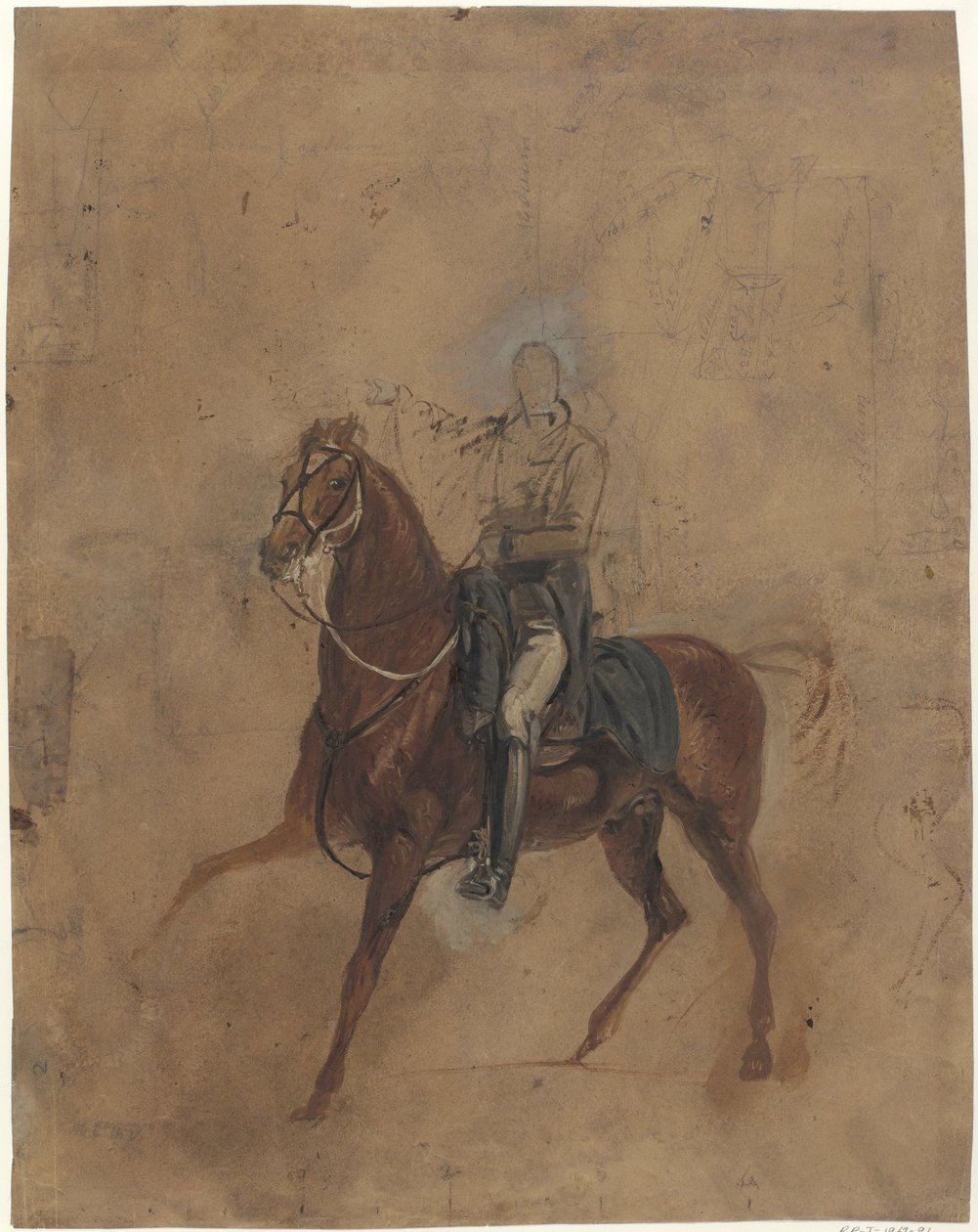 Estudo de retratos de Copenhague, o Cavalo do Duque de Wellington Estudo para a Figura Equestre de Wellington para a Batalha de Waterloo de Jan Willem Pieneman