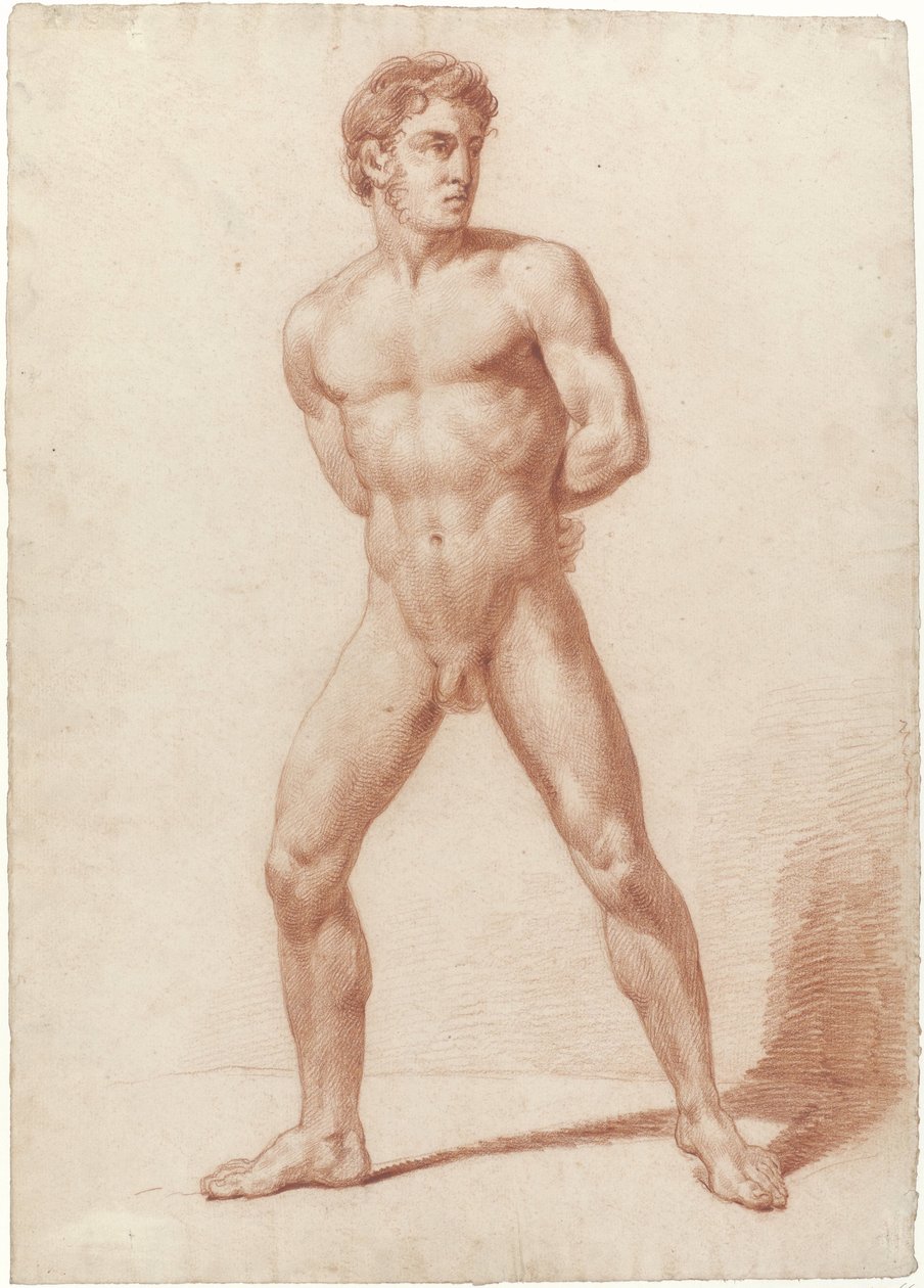 Homem nu de pé, braços nas costas de Jan Willem Pieneman