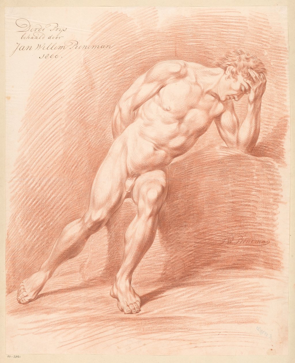 Nu Masculino Sentado, Vista Frontal (3º Prêmio 1800) de Jan Willem Pieneman
