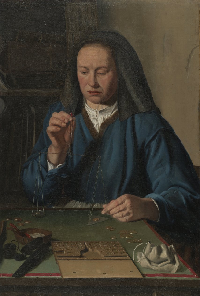 Mulher pesando ouro, c.1630 de Jan Woutersz.