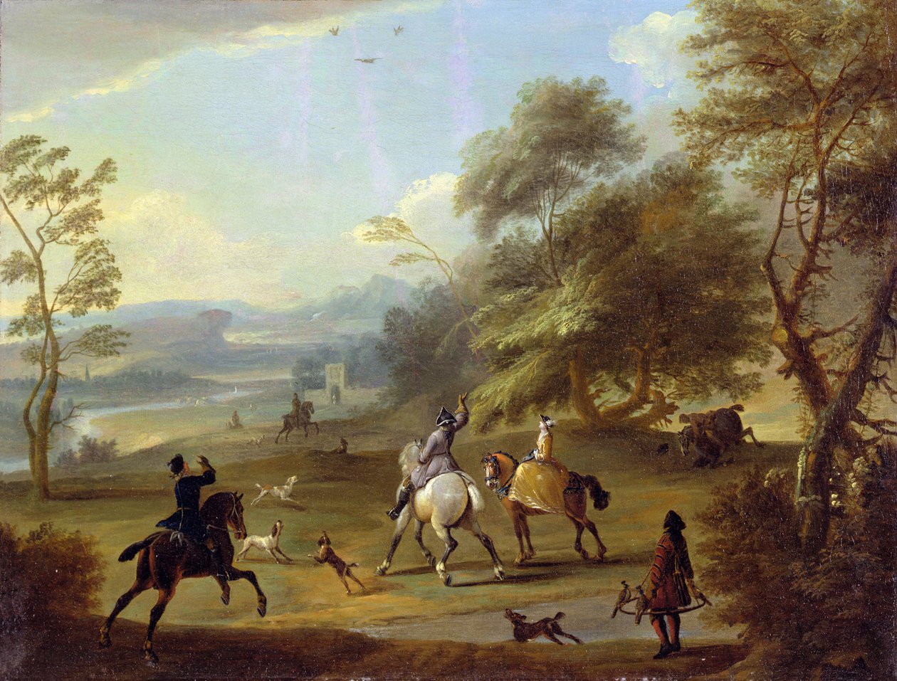 Um partido de Hawking, c.1690 de Jan Wyck