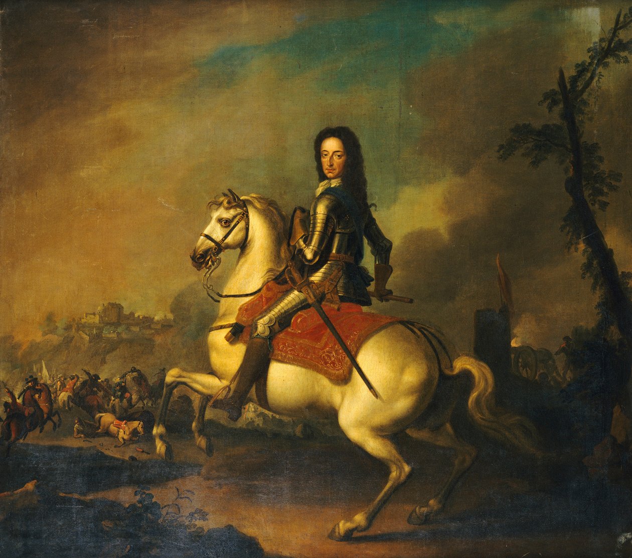 Retrato do rei Guilherme III na batalha de Boyne em 1690 de Jan Wyck
