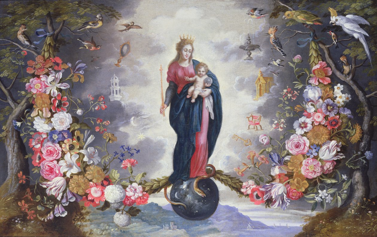 A Virgem e a Criança cercada por uma guirlanda de Jan and Balen, Hendrik van Brueghel