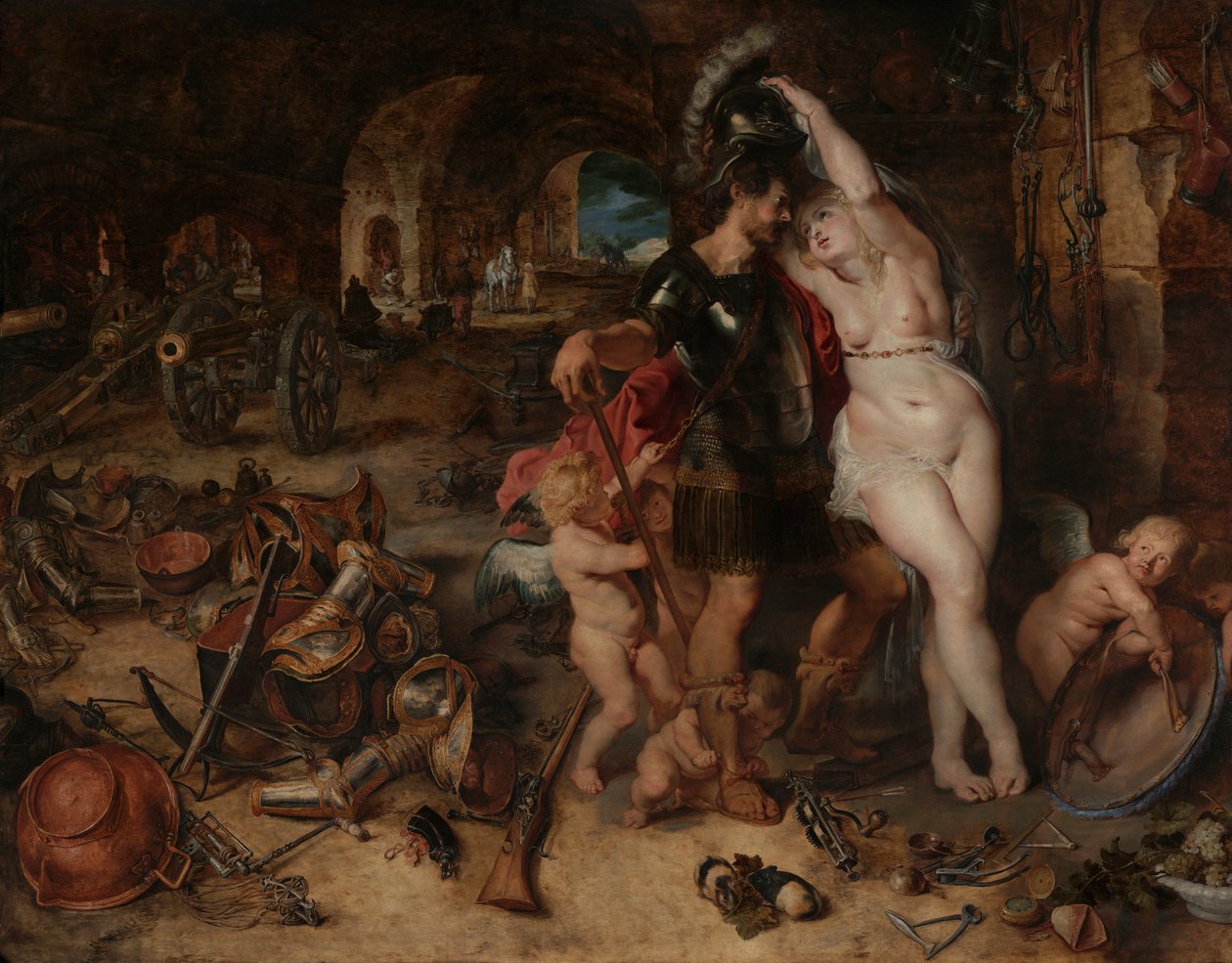 O retorno da guerra: Marte desarmado por Vênus, c.1610-2 de Jan and Rubens, P.P. Brueghel
