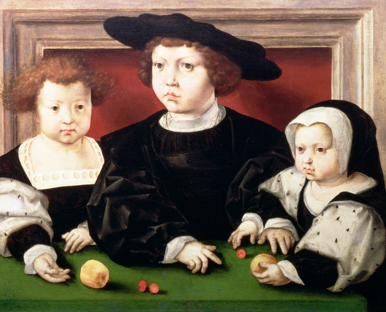 Os filhos do rei Christian II da Dinamarca, Noruega e Suécia (1481-1559); John, Christina e Dorothea de Jan Gossaert