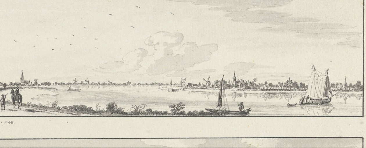 Vista sobre o Lek nas aldeias Lopik, Jaarsveld, Tienhoven, Ameide e a Herlaer House de Jan de Beijer