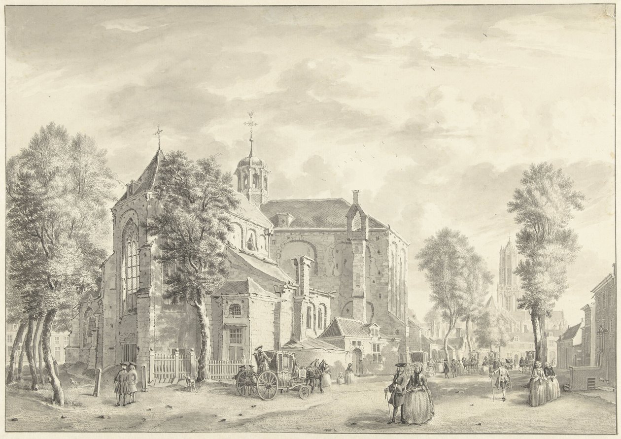 Pieterskerk em Utrecht com o Dom no fundo de Jan de Beijer