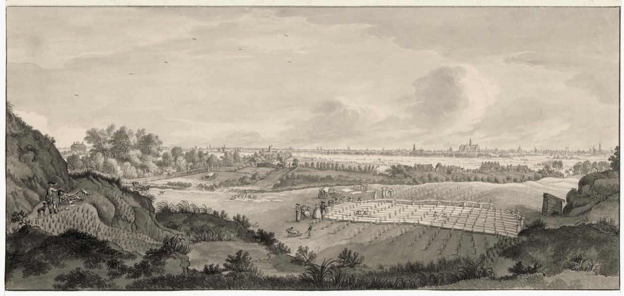 Vista dos campos de branqueamento de Bloemendaal com Haarlem à distância de Jan de Beijer