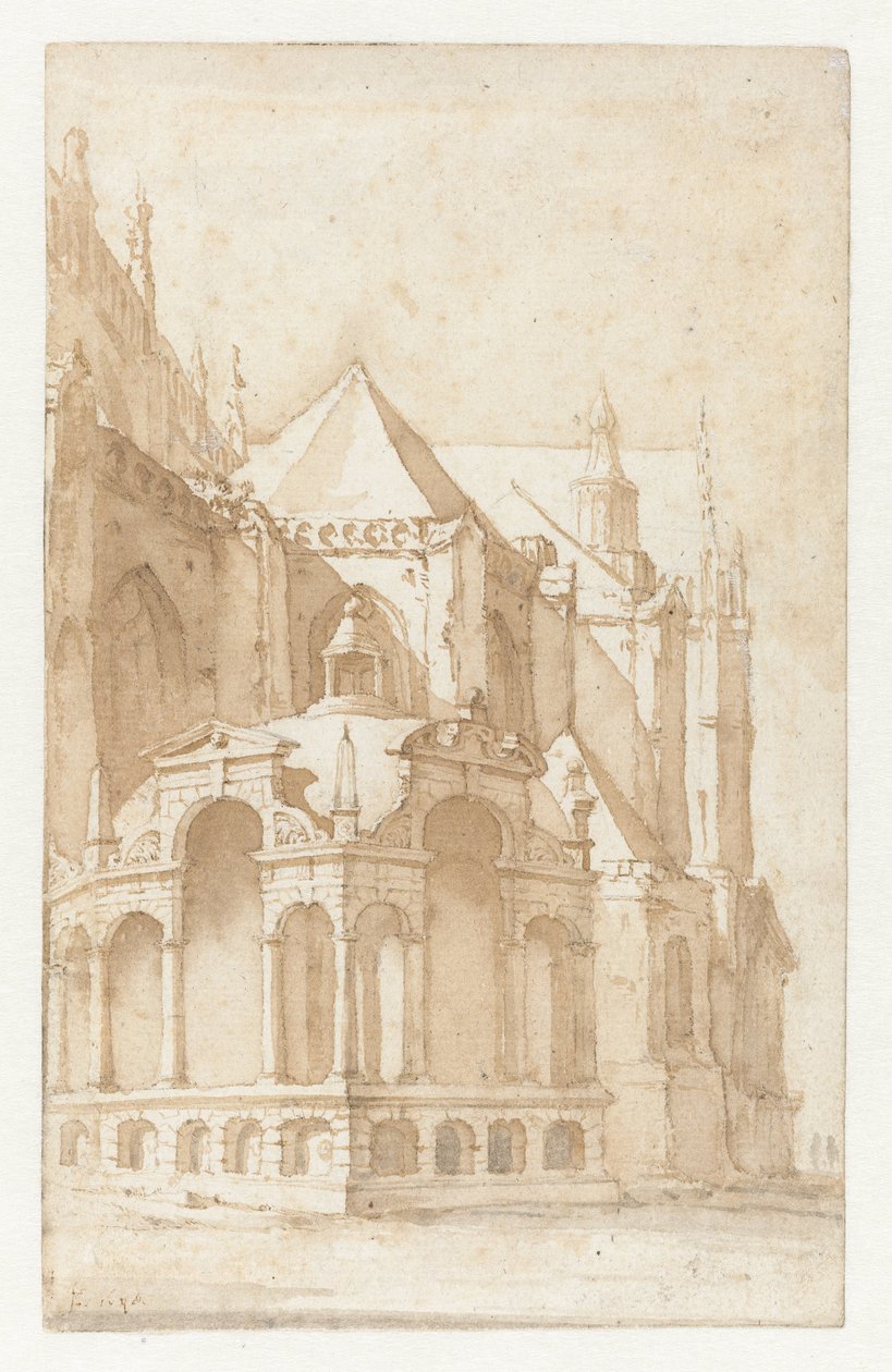Casa Beckeneel sobre o Nieuwe Kerk em Amsterdão de Jan de Bisschop