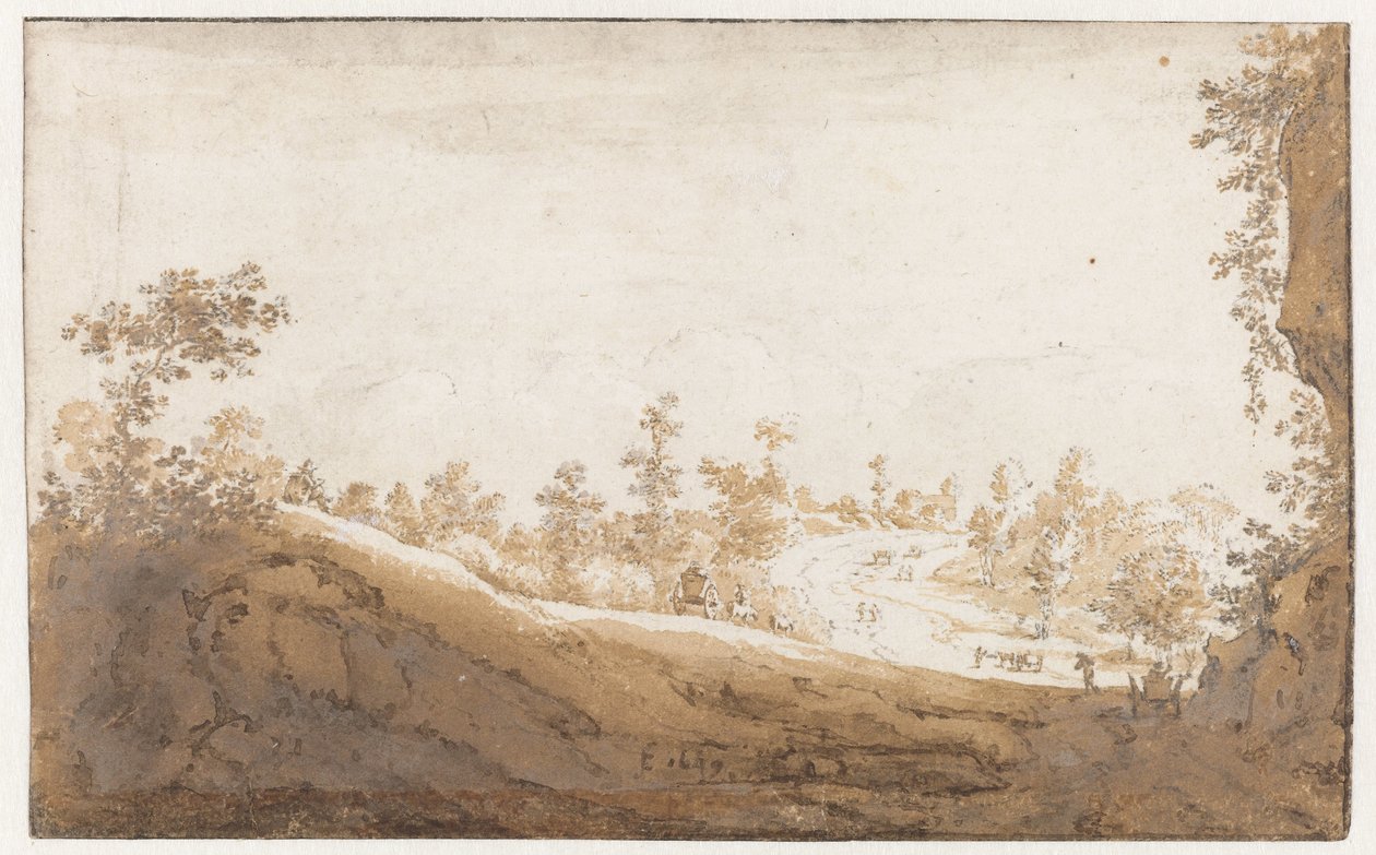 Paisagem montanhosa com carrinhos fora de Bruxelas de Jan de Bisschop