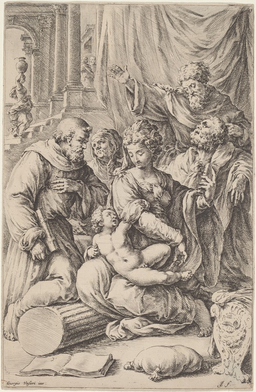 Sagrada Família com Santos de Jan de Bisschop, after Giorgio Vasari