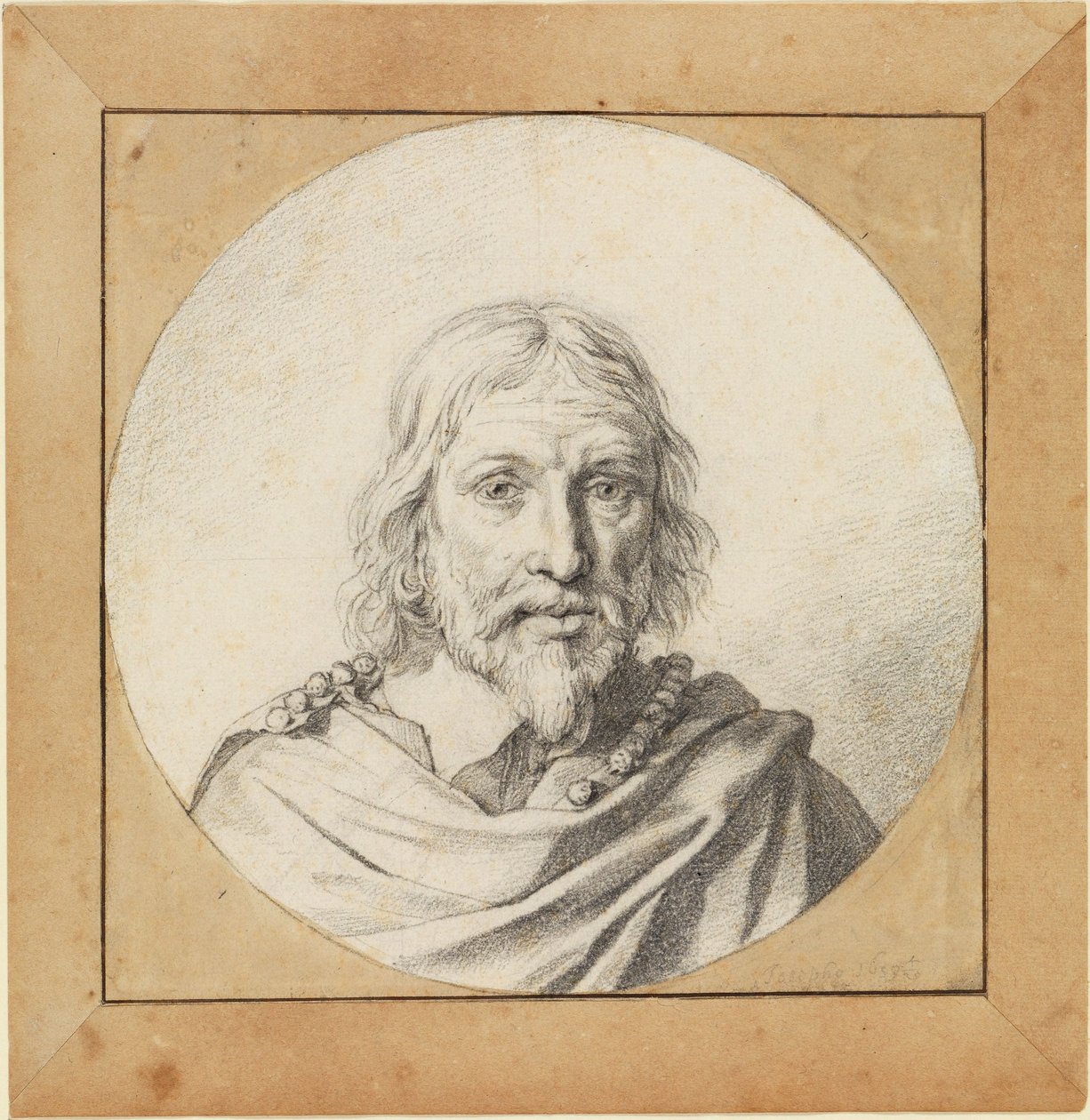 Retrato de busto de um velho de frente (num tondo) de Jan de Bray