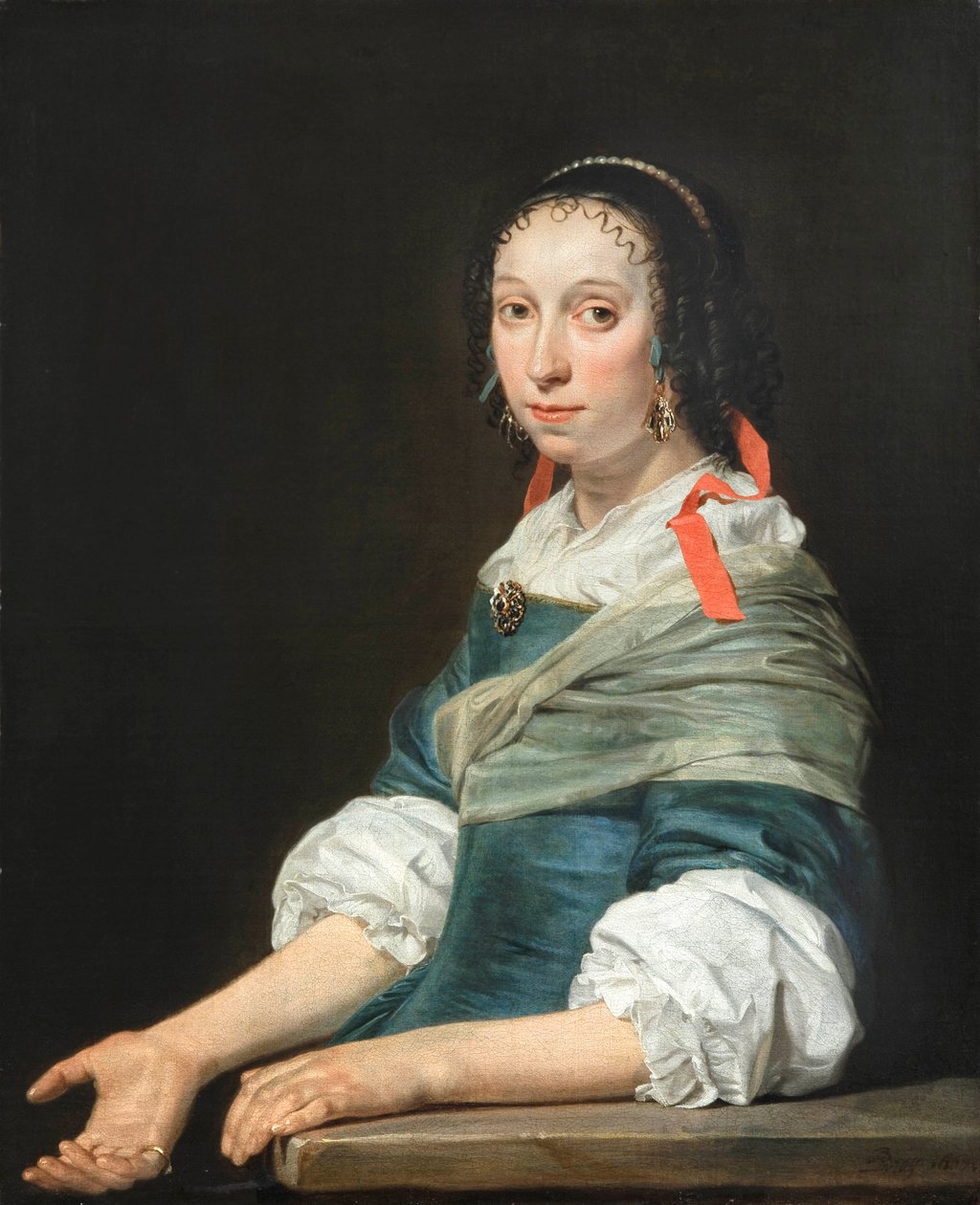 "Retrato de uma jovem mulher" Pintura de Jan de Bray (ca. 1627-1697) de Jan de Bray