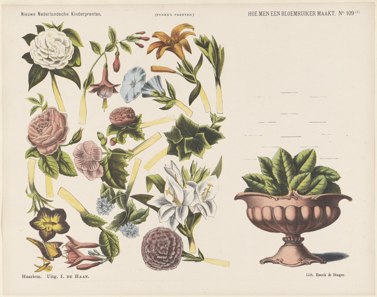 Como fazer um buquê de flores / (1) (título no objeto) Novas estampas infantis holandesas (título da série no objeto) Estampas do Funke (título da série no objeto) de Jan de Haan