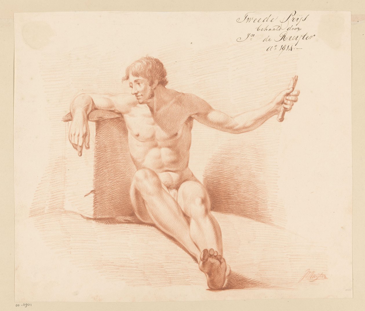 Sentado nu masculino, visto de frente (2º prémio 1814) de Jan de Ruyter